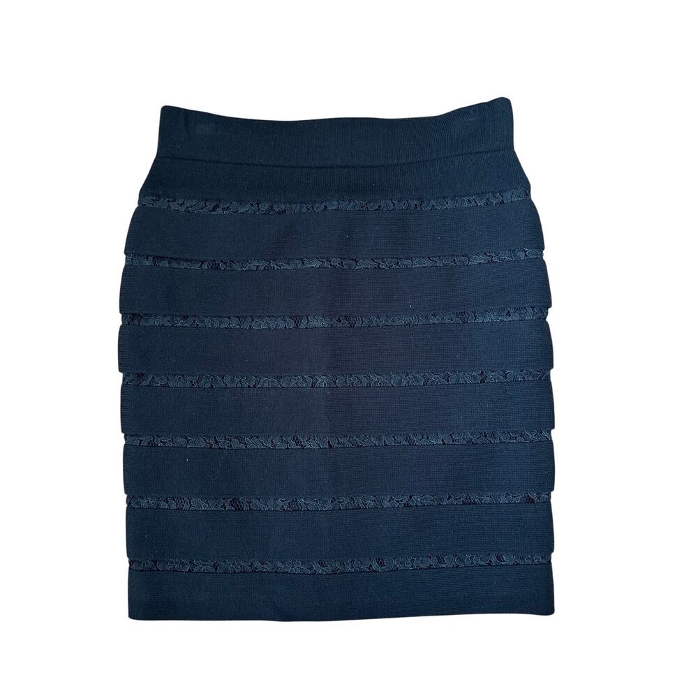 Ann Taylor Petite Black Lace Trim Pencil Skirt XXSP Career Office Stretch - Picture 4 of 9